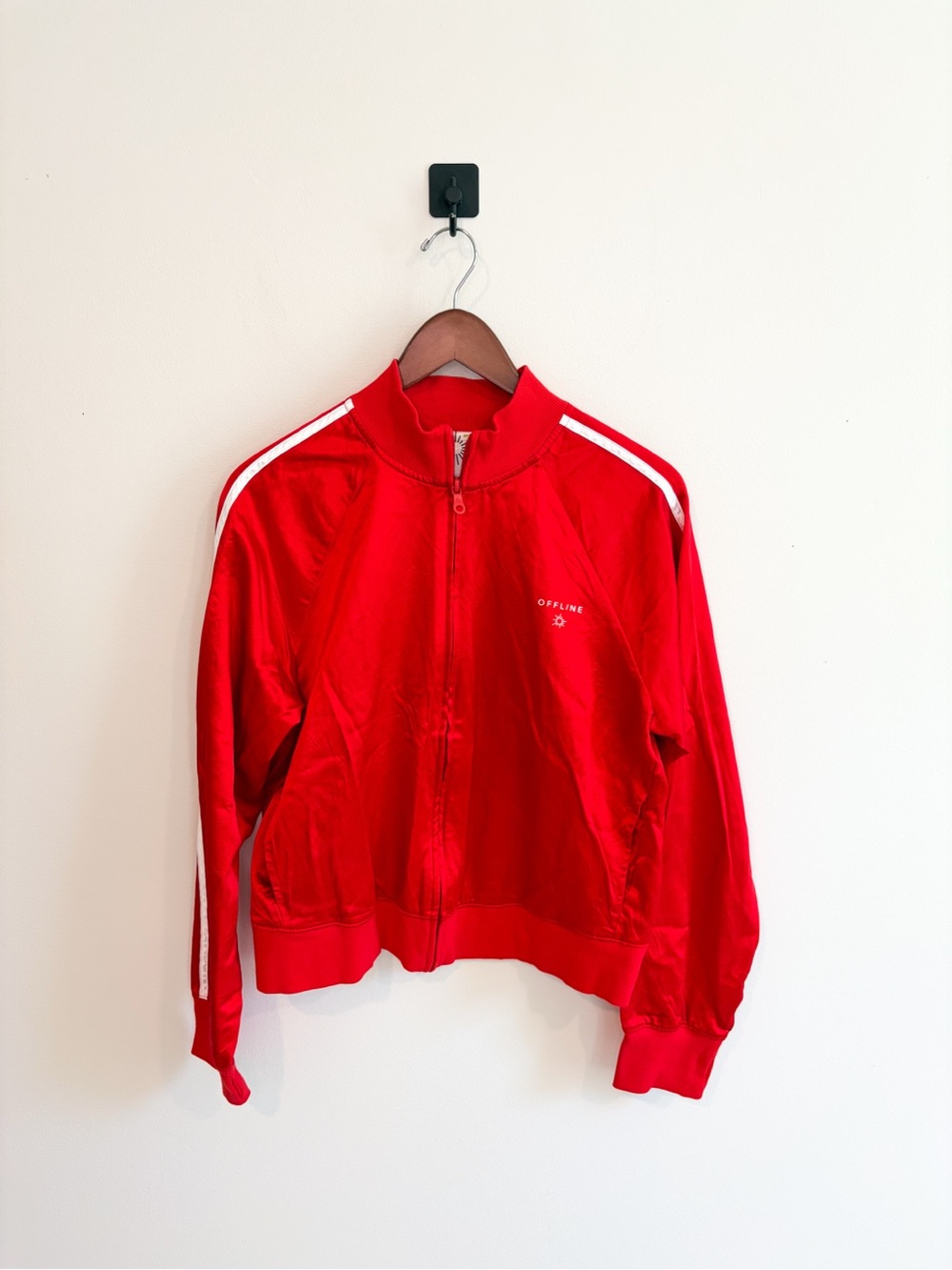 Offline by Aerie You’Re a Winner Satin Track Jacket in Red - Women's Size Medium - Picture 5 of 14